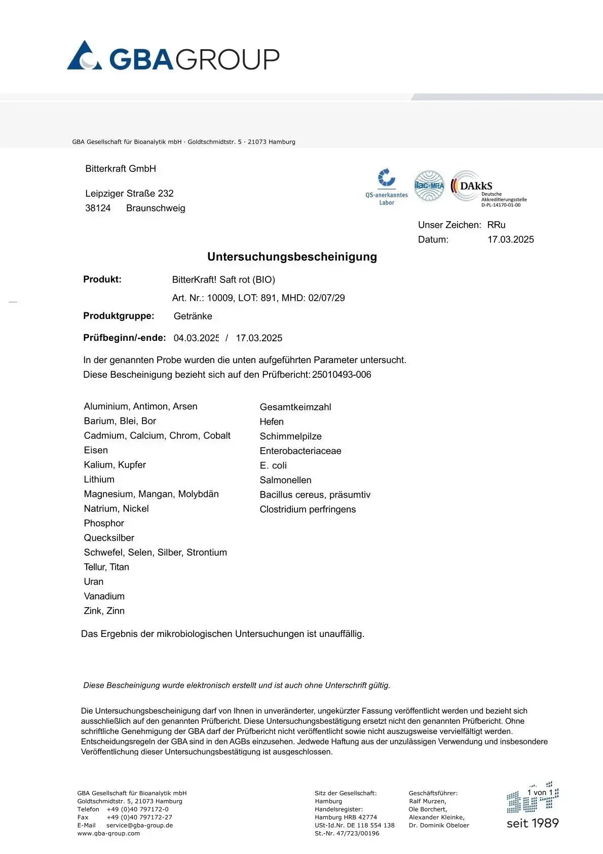 Aronia-Saft (BIO) 350ml Bitterkraft GmbH - Bitterkraft