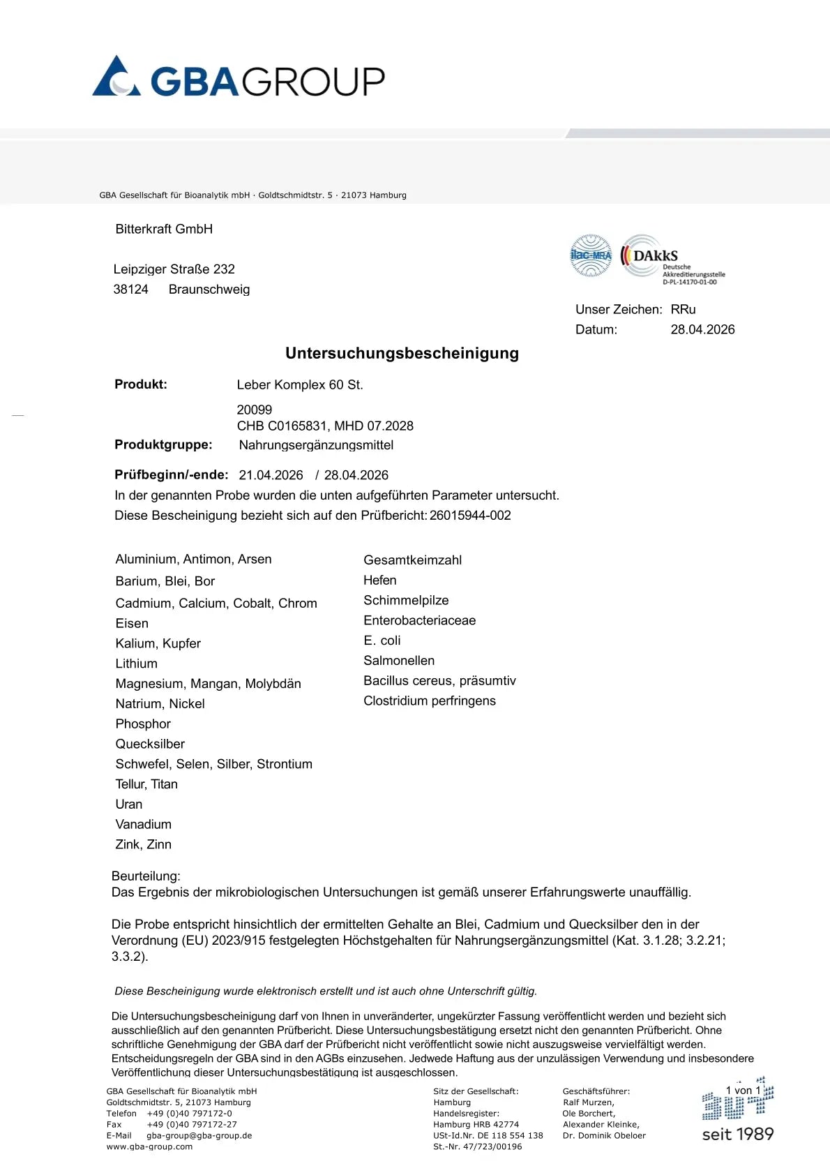 BitterKraft! Liver Complex (60 capsules)