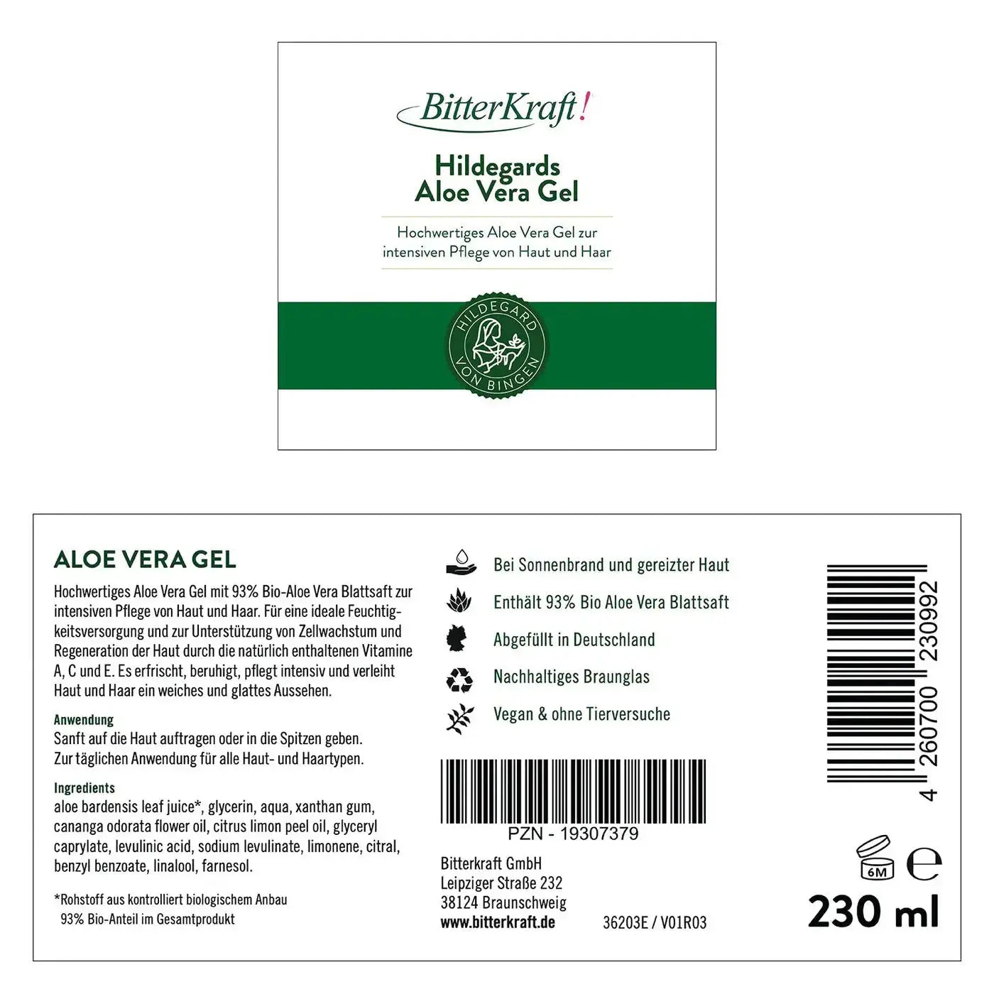 BitterKraft! Aloe Vera Gel 230ml Bitterkraft GmbH - Bitterkraft