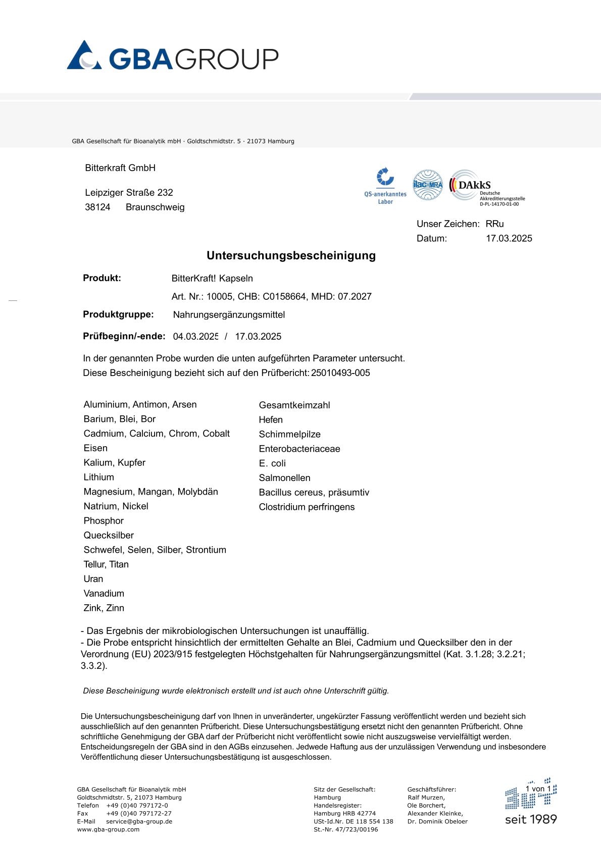 BitterKraft! Bitterstoffe Kapseln (60 Stück)