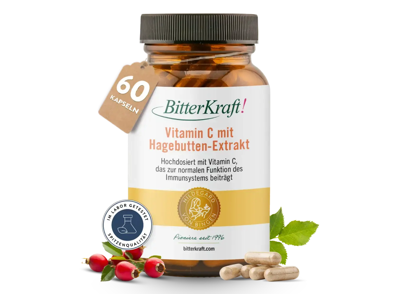 Bitterkraft! Vitamin C with Rosehip Extract, 30 Capsules