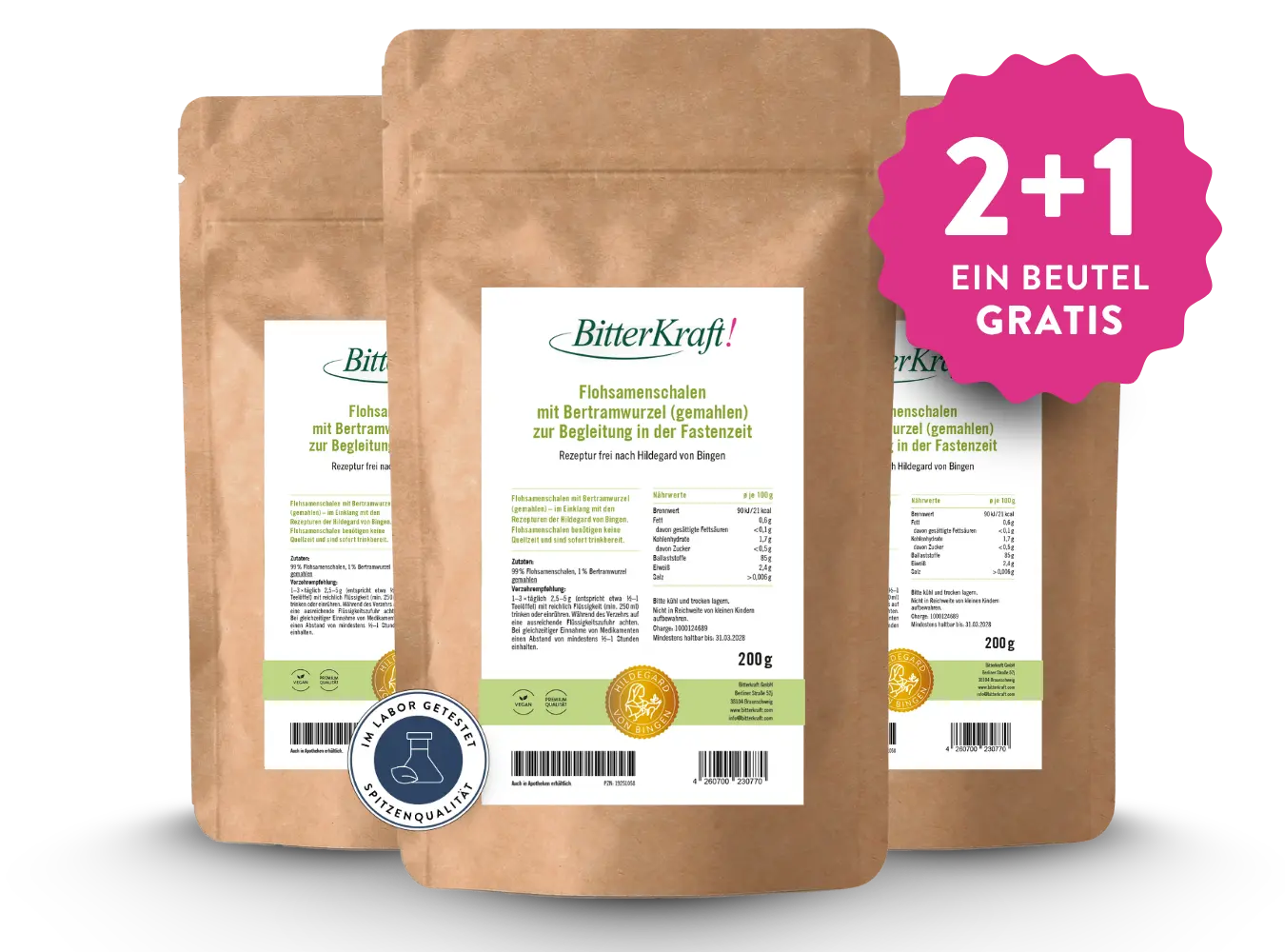 Psyllium husks with 1% bertram root