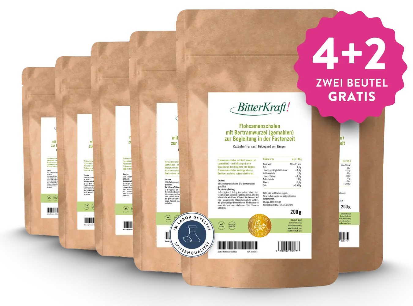 Psyllium husks with 1% bertram root