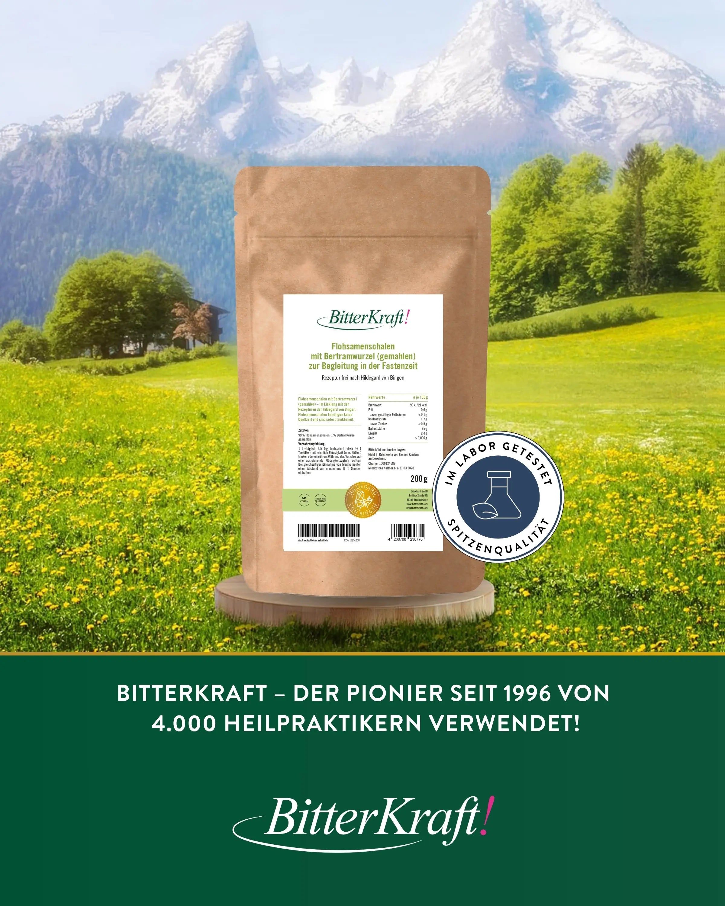 Psyllium husks with 1% bertram root