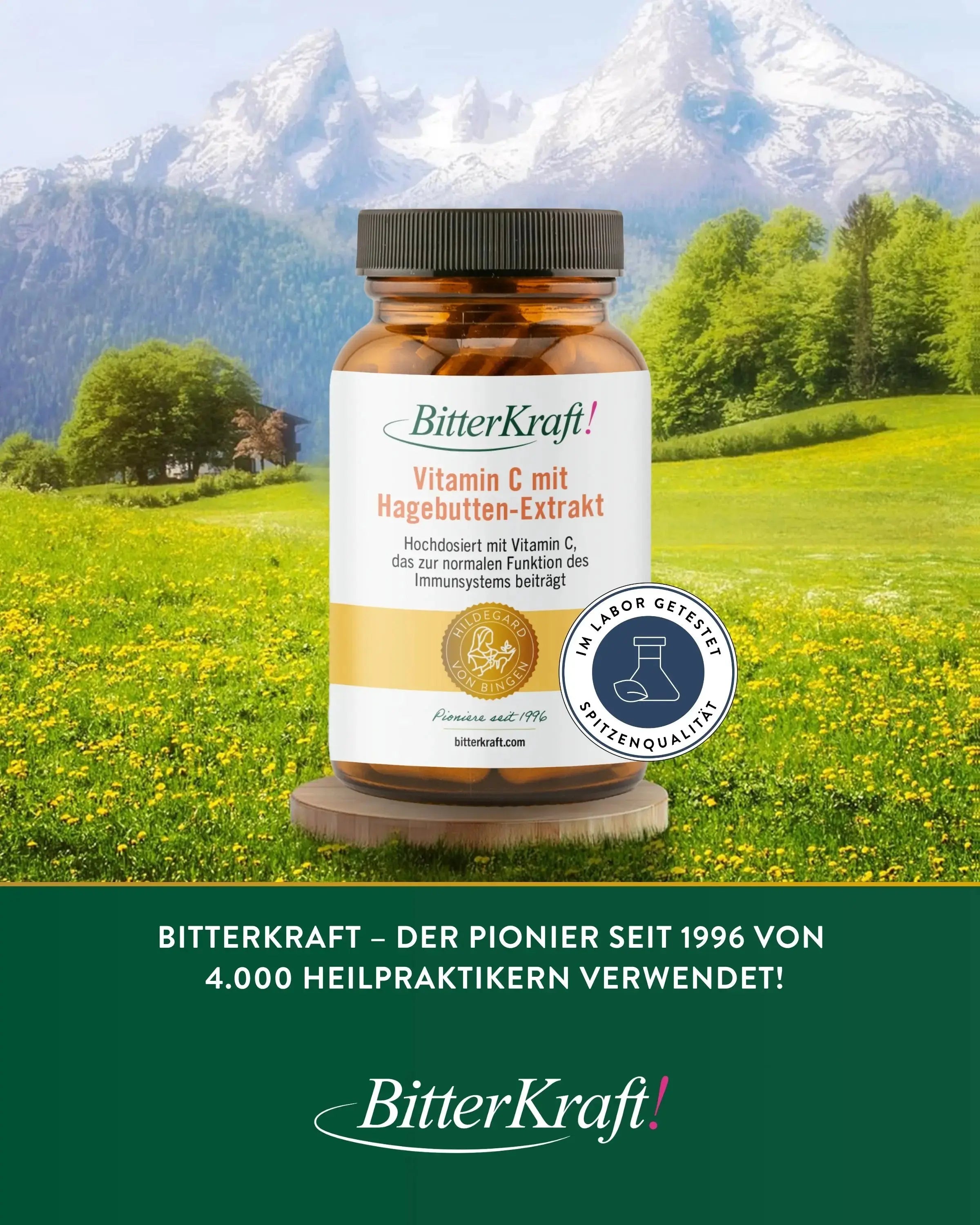 Bitterkraft! Vitamin C with Rosehip Extract, 30 Capsules